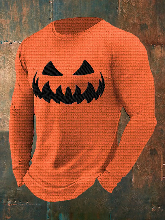 Men's Pumpkin Face Waffle T-shirt