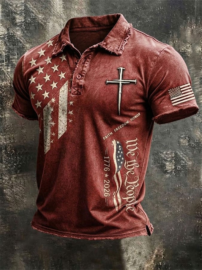 Men's Print Casual Polo Shirt