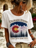 Women's Colorado Strong Cotton And Linen Round Neck Top