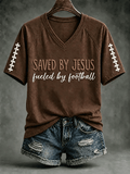 Women's Football And Jesus Faith Printed Casual Tops