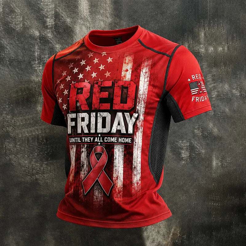Men's Retro RED FRIDAY Art Print Casual T-Shirt