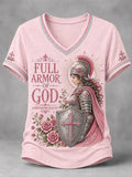 Women'S Faith Print Casual V-Neck T-Shirt