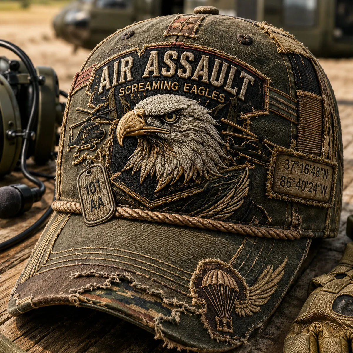 Vintage-style Veteran Print Casual Hat