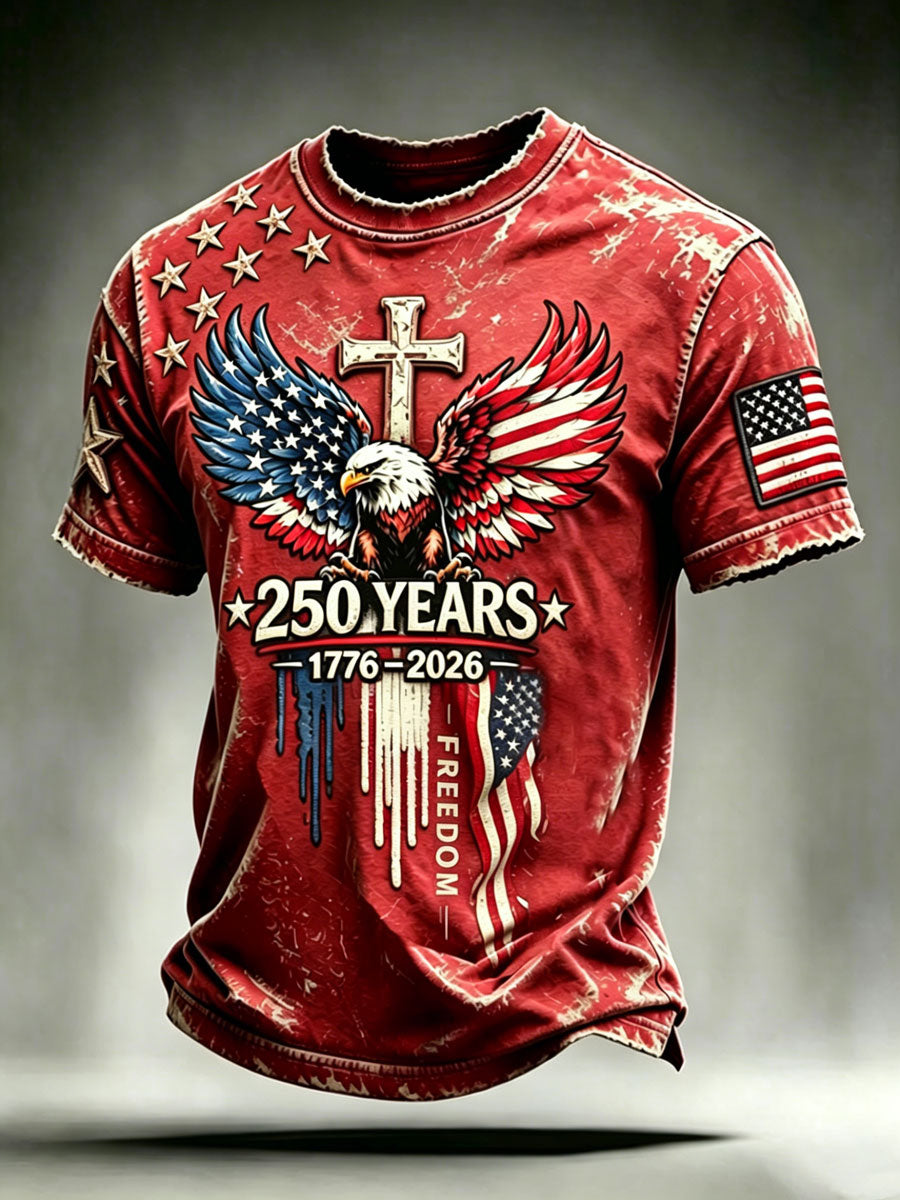 Men'S Casual American 250Th Anniversary Faith Short Sleeved T-Shirt