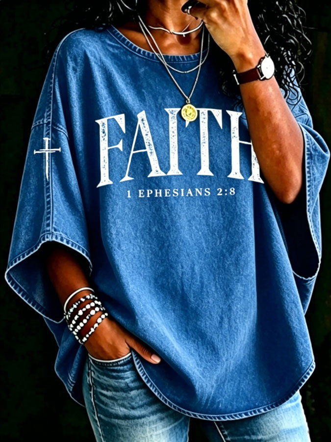 Women's Faith Cross Print T-shirt