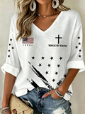 Women'S 250Th Anniversary Faith Printed Casual Top