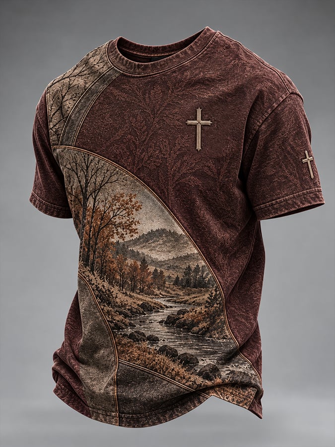 Men'S "Faith" Print Casual Top