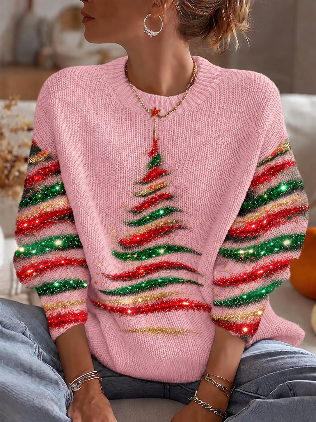 Women's Casual Print Knit Top