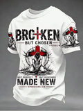 Men'S Christian Cross "Broken But Elected" Printed T-Shirt