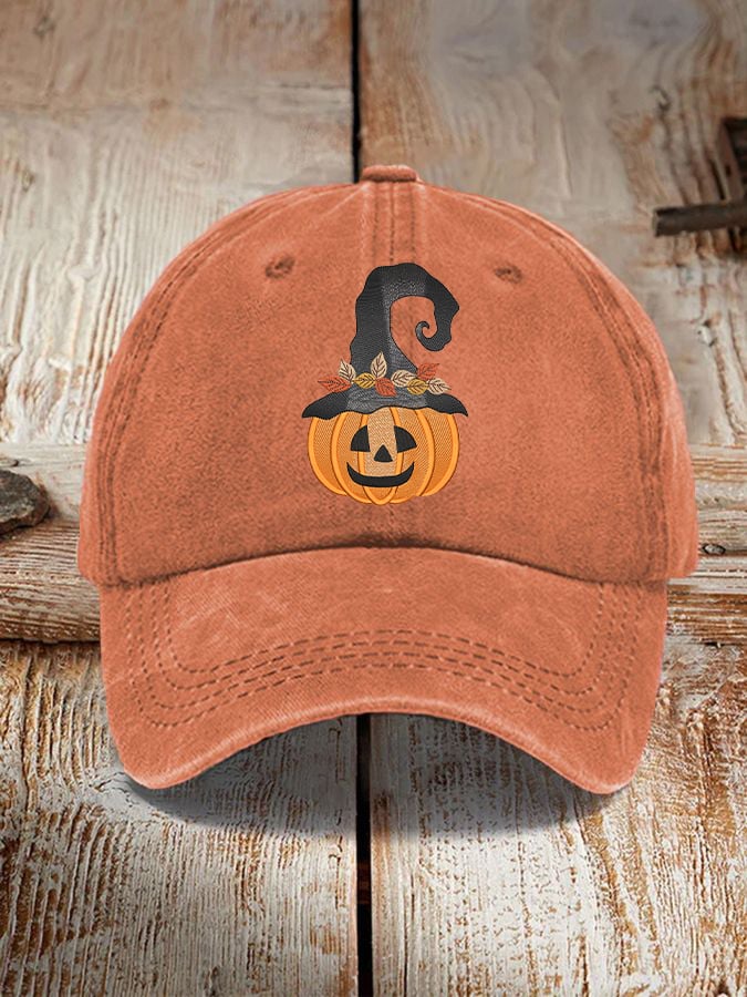 Unisex Halloween Pumpkin Witch Print Hat