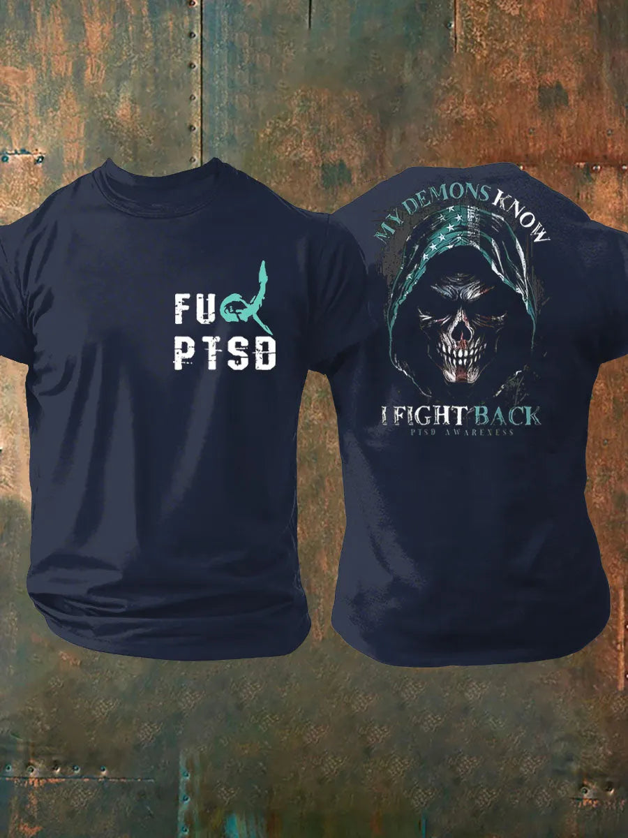 Men's PTSD Awareness Veteran Printed T-shirt