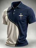 Men's Faith Cross-Print Short-Sleeve Polo Shirt