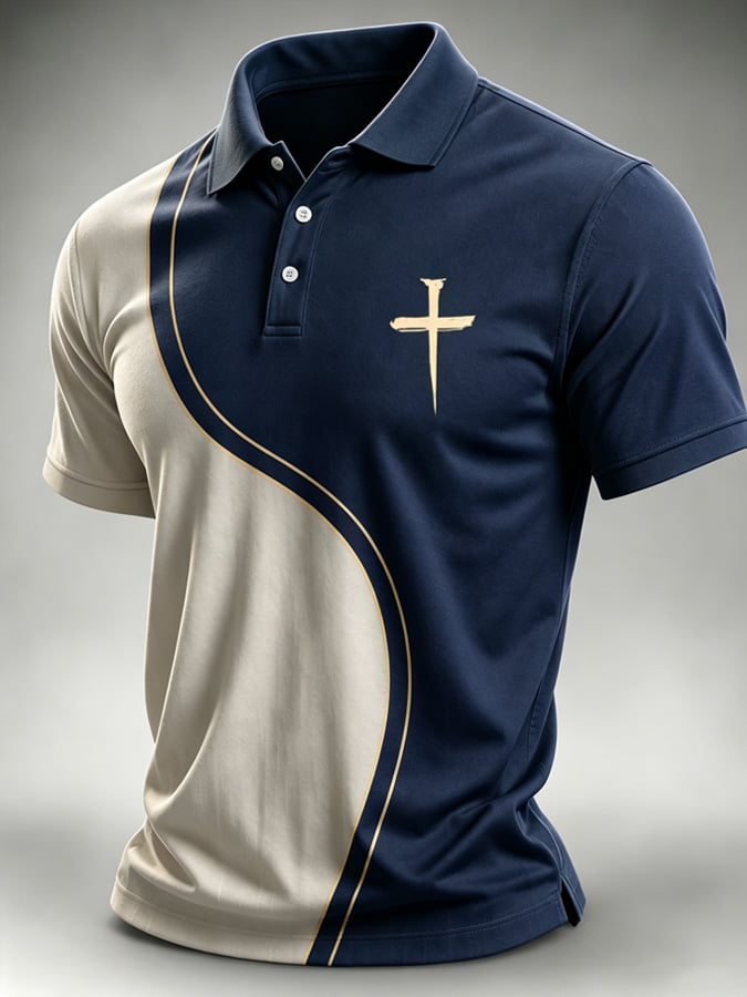 Men's Faith Cross-Print Short-Sleeve Polo Shirt