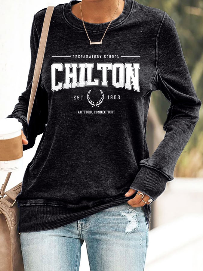 🔥HOT SALE🔥Retro Preparatory School Chilton Est 1803 Hartford, Connecticut Print Sweatshirt
