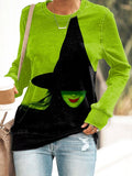 Women's Witch Printed Long Sleeve Sweatshirt