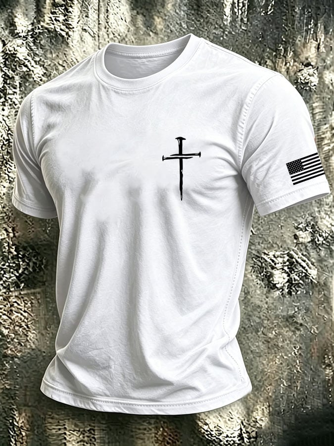 Men's Retro Faith Print Short-Sleeve T-Shirt