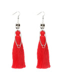 Halloween Skull Tassel Statement Earrings