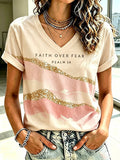 Women's  Retro  Faith Print T-shirt
