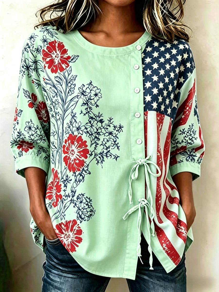 Women's 250th Anniversary Button and Lace Top