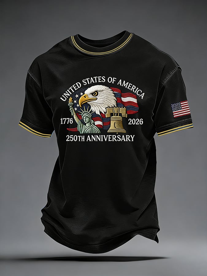 Men's US 250 – Red, White & Blue Sky Tribute Print Casual T-Shirt