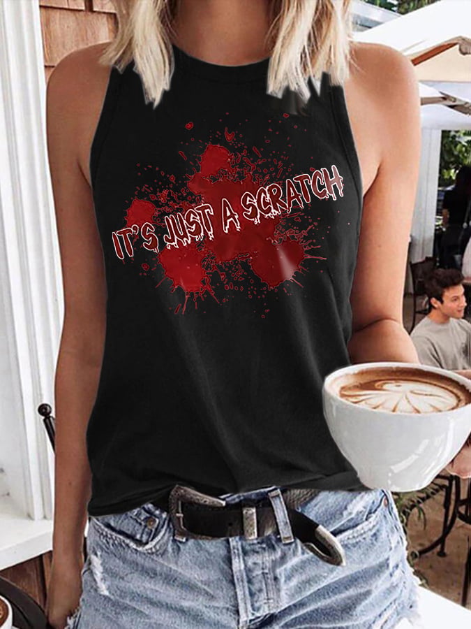 Women'S Casual IT'S JUST A SCRATCH Bloody Print Tank Top