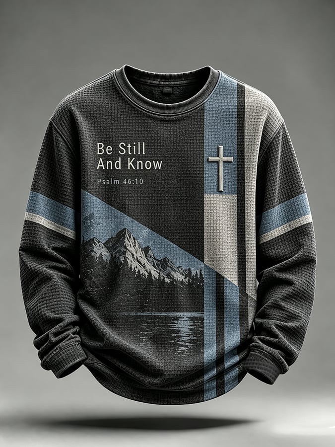 Men's Be Still And Know Psalm 46:10 Printed Waffle-Knit Top