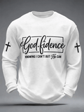 Men's Godfidence Christian Cross Faith Graphic Casual Waffle Long Sleeve T-Shirt