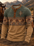 Men'S Casual Western-Style Printed Top