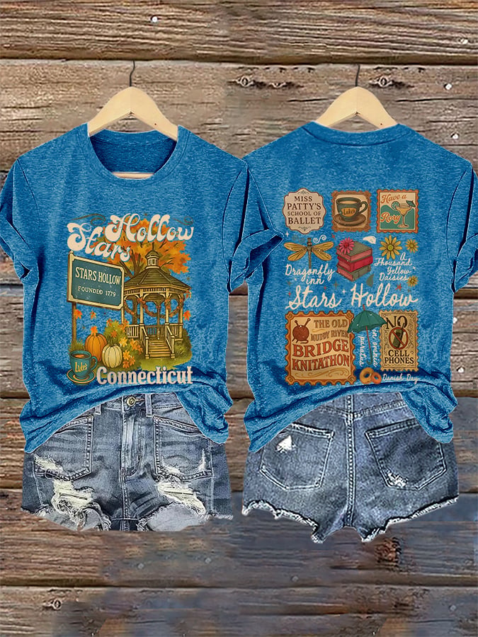 🔥HOT SALE🔥Retro Stars Hollow Connecticut Luke’s Coffee Cup Dragonfly Inn In Omnia Paratus Print T-Shirt