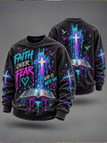 Men's Faith Overcomes Fear: Printed Casual Sweatshirt
