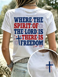 Women's Retro Where The Spirit Of The Lord Is, There Is Freedom Print T-shirt