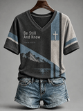 Women's  Faith Print Casual V-Neck Tee