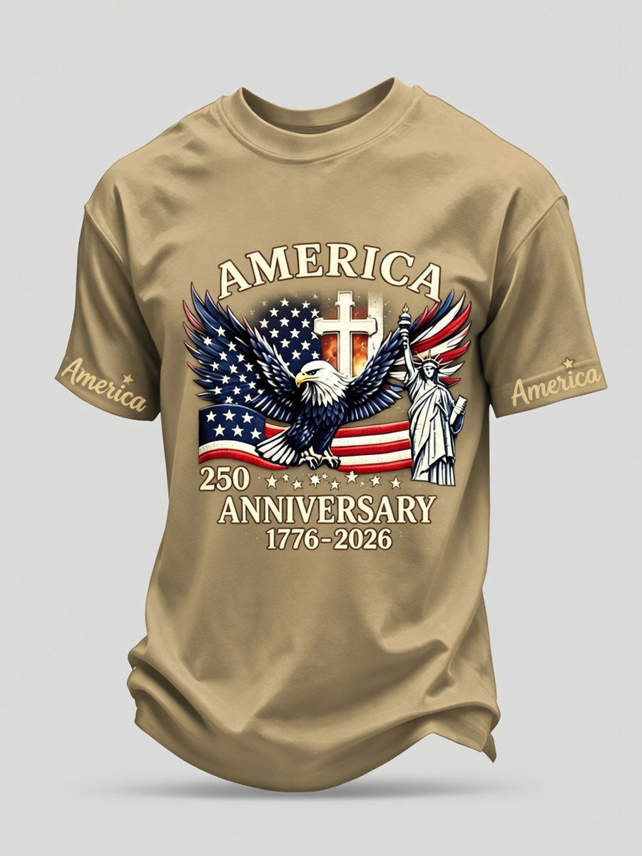 Men'S Casual American 250Th Anniversary Faith Short Sleeved T-Shirt