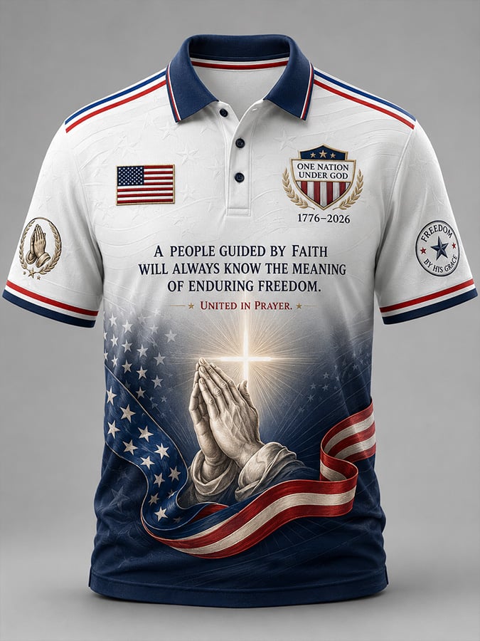 Men's Casual USA 250th Anniversary Print Polo Shirt
