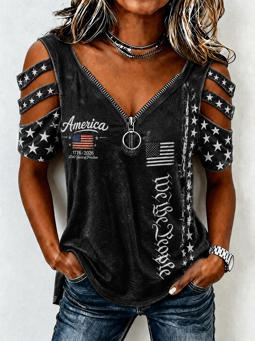 Women's America Flag Print Casual Top