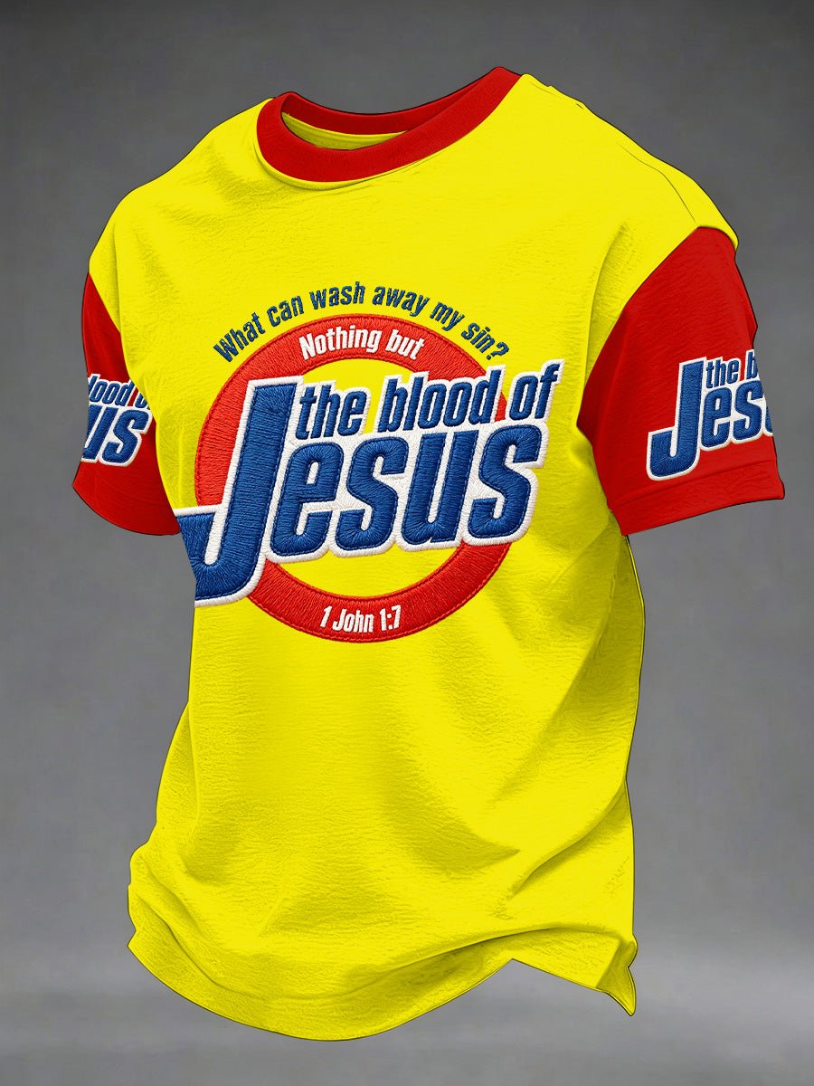 Men's The Blood Of Jesus Printed Casual T-shirt