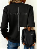 Women's FAITH OVER FEAR Cross Print Sweatshirt