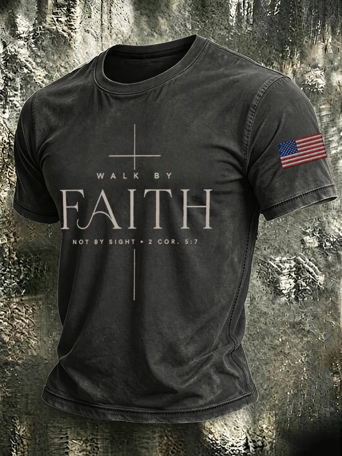 Men's Walk By Faith Print Round Neck T-shirt