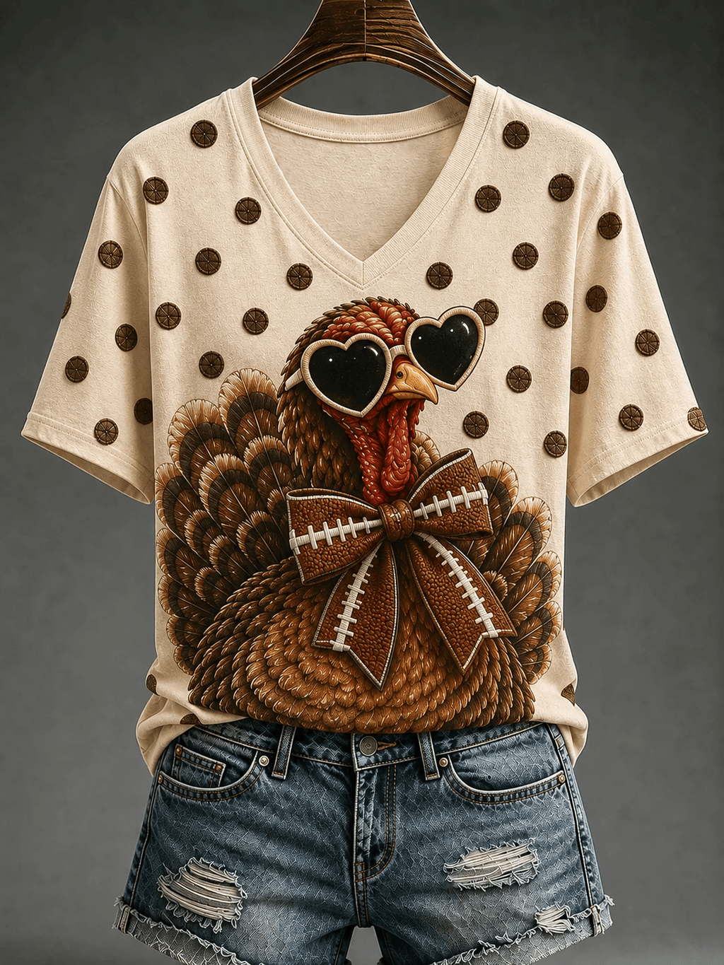 Women's Fun Turkey Football Short-sleeved T-shirt