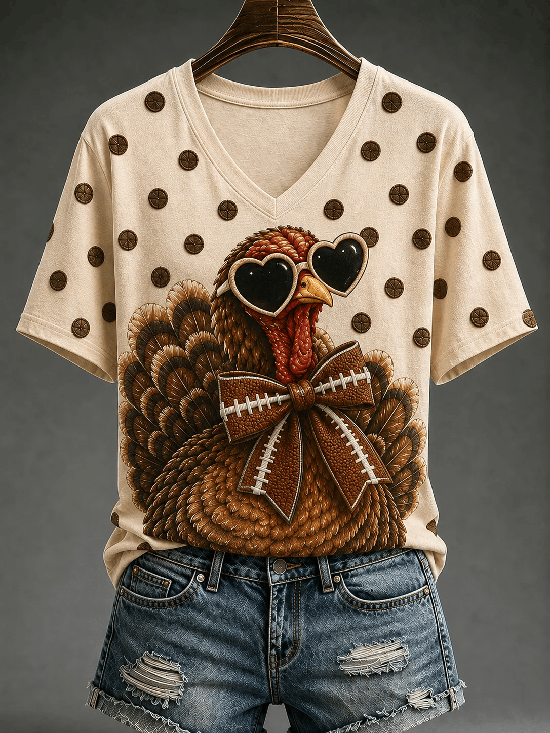 Women's Fun Turkey Football Short-sleeved T-shirt