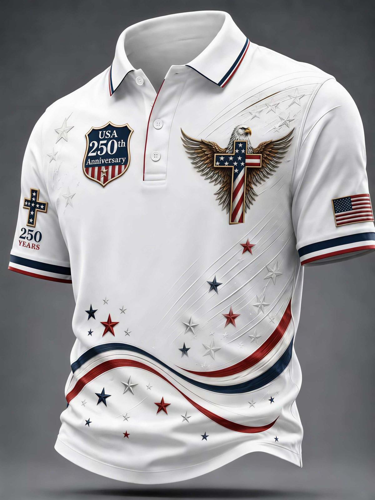 Men's Patriotic Faith Cross Polo Shirt
