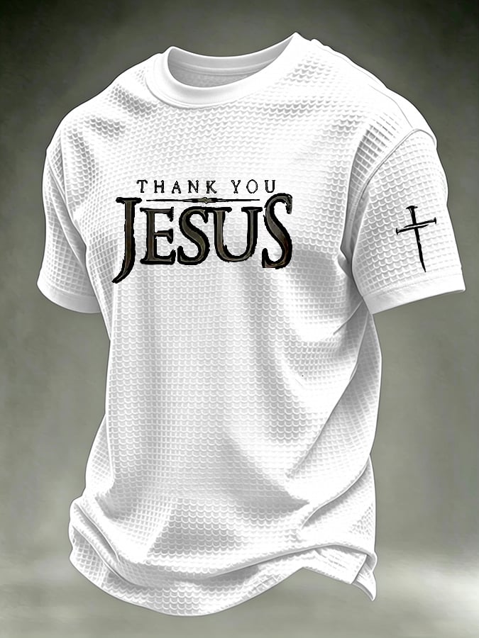 Men's Faith “Thank You Jesus”waffle knit T-shirts