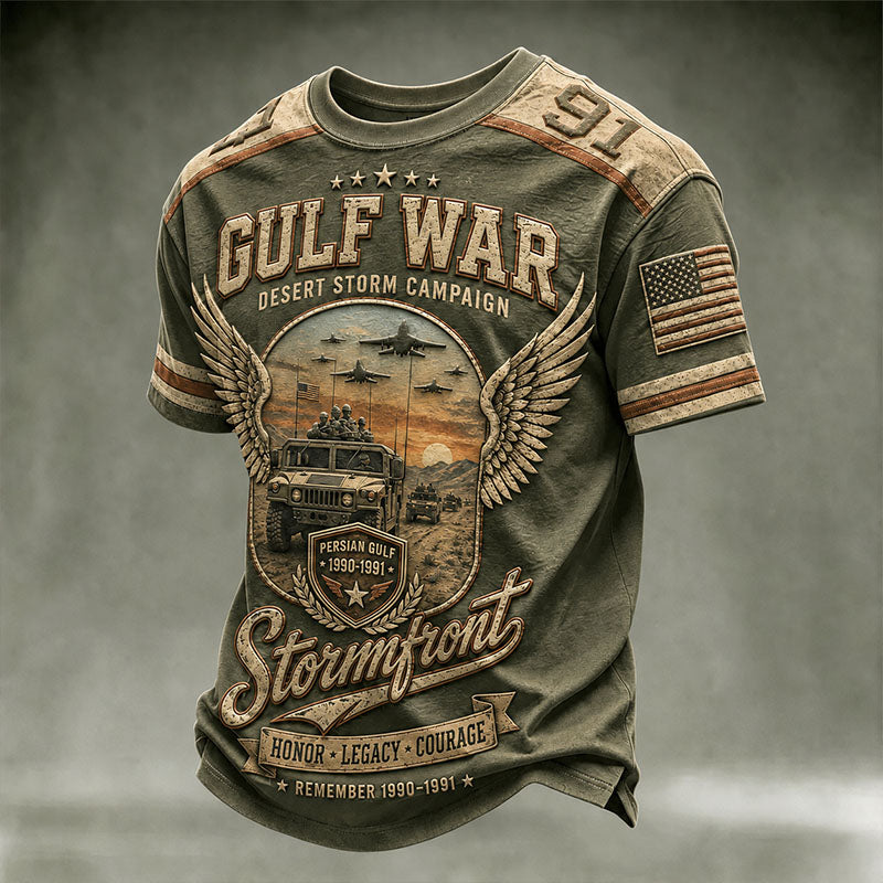 Gulf War Stormfront Desert Campaign Vintage Military T-Shirt
