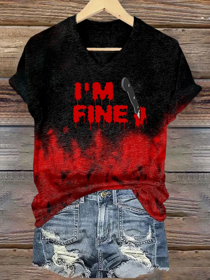 Women's Casual Retro Bloodstained T-Shirt