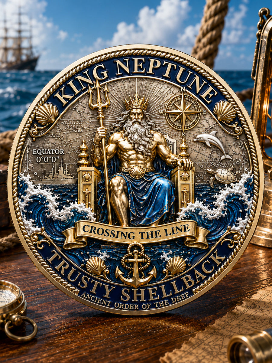 King Neptune  Crossing the Line  Commemorative Metal Medal