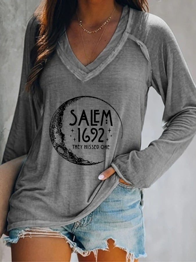 Women's Halloween Salem 1692 They Missed One Print Casual T-Shirt