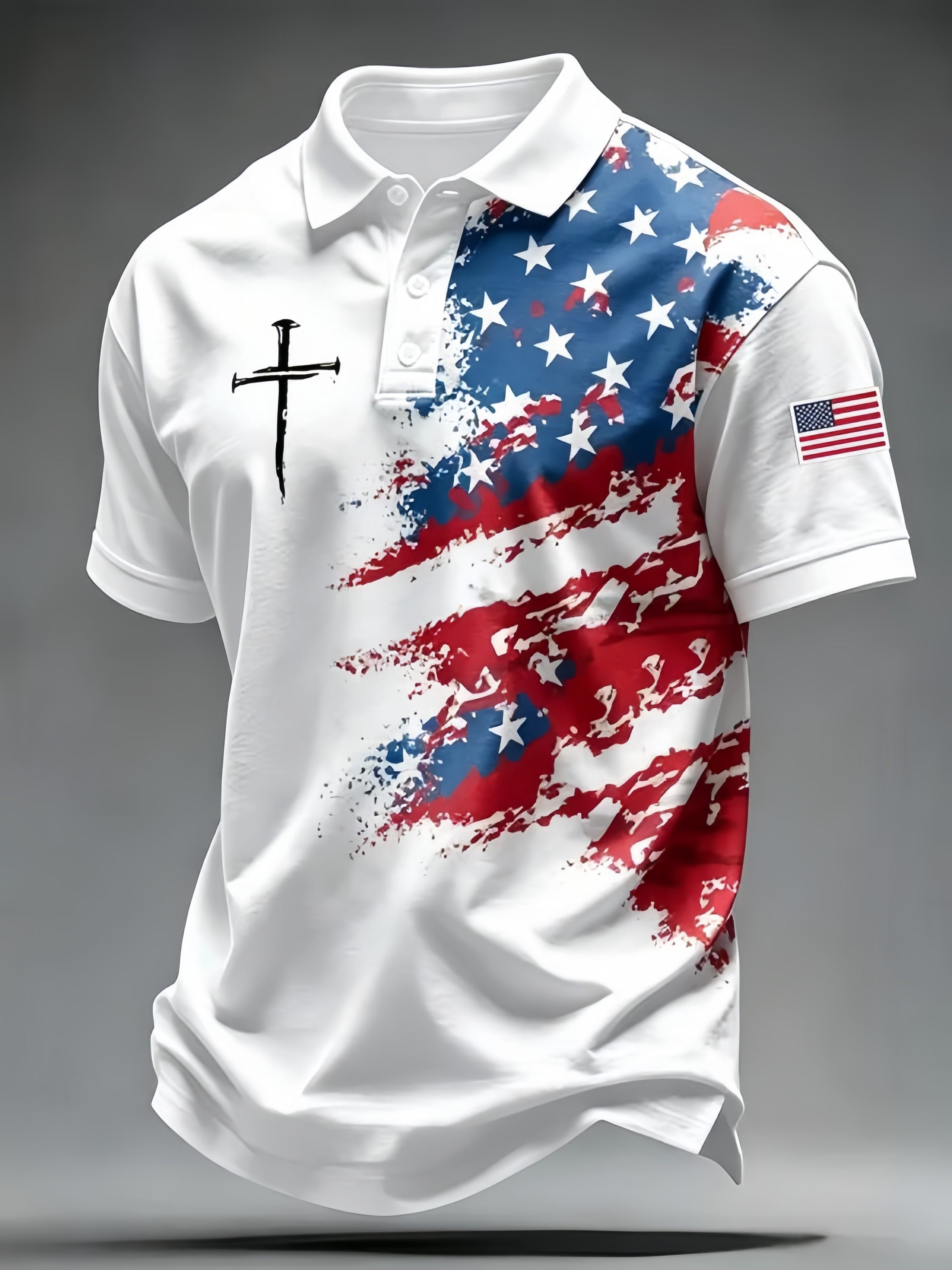Men's Casual Faith Graphic Print Short Sleeve Polo Shirt