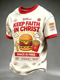 Men'S Casual Fun Faith-Print Crew-Neck T-Shirt