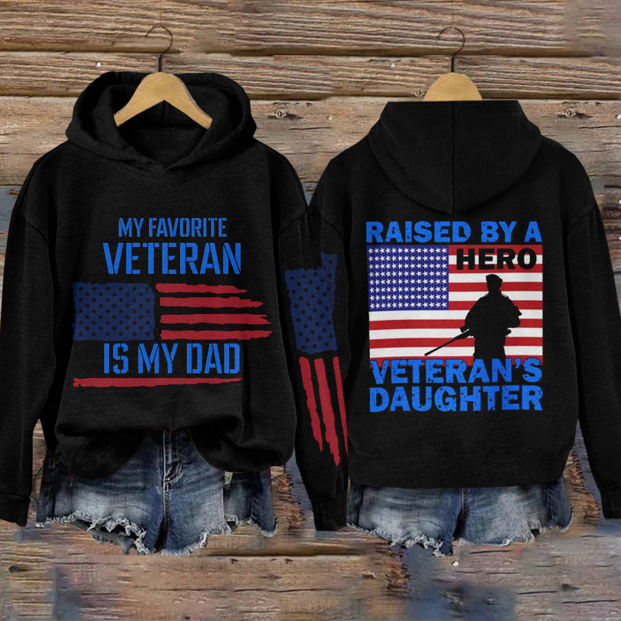 Daughter Of Veteran Printed Cozy Hoodies