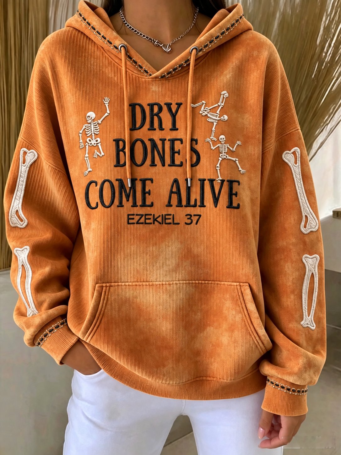 Women's Casual Printed Hooded Knit Top